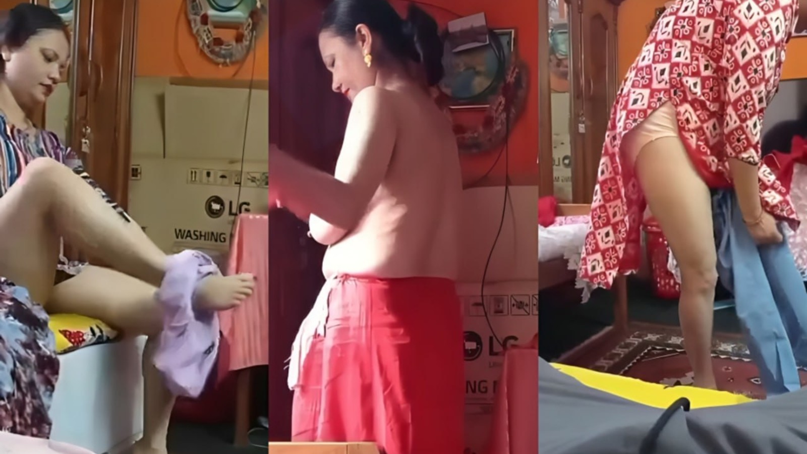 Indian Bhabhi Clothes Changing in Front of Her Son